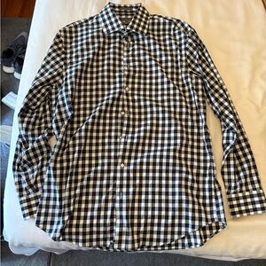 Calíbrate Black and White Checked Button-Down Shirt